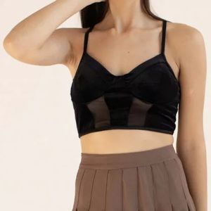 Bozzolo Velvet & Mesh Bustier/Bralette Size Large NWOT